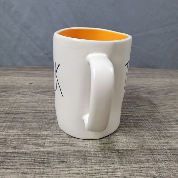 Rae Dunn Artisan Collection White & Orange Ceramic Farmhouse Trick or Treat Mug - Picture 4 of 6